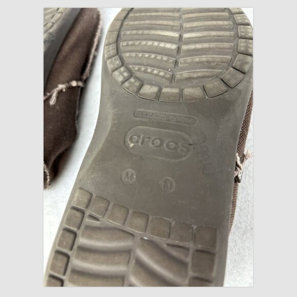 Crocs Santa Cruz Canvas Distressed Casual Moc Loafers Brown Shoes Men’s 11 - Picture 8 of 8